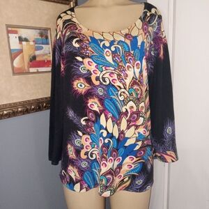 ISA BEAUTIFUL PRINT W/ EMBELLISMENT TOP SZ XLG
